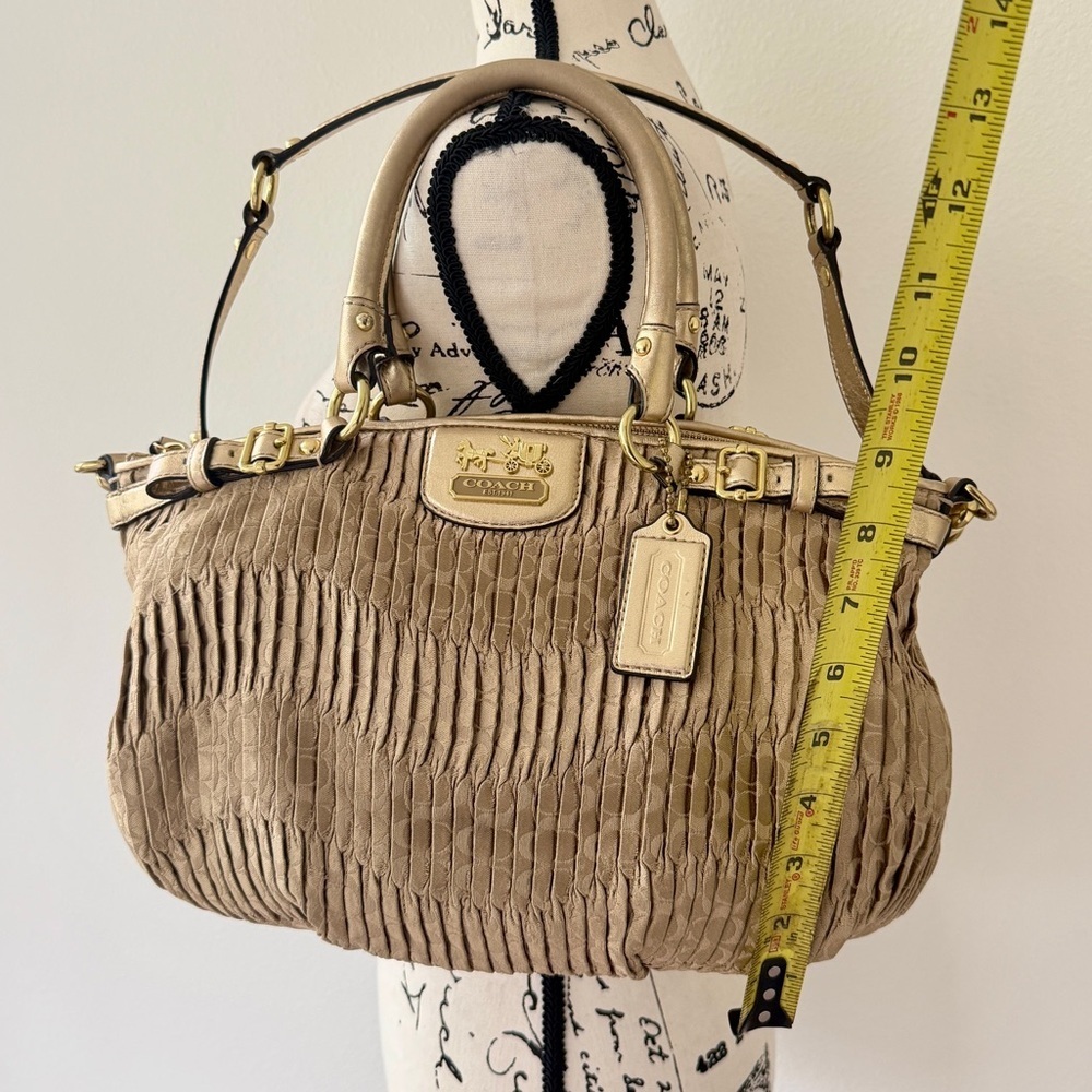 Vtg Coach Madison Gath Sophia Satchel Bag 18885 MetallicGold/Beige Carriage Glam - Picture 4 of 16